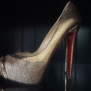 Christian Louboutin Gold Stiletto Heels